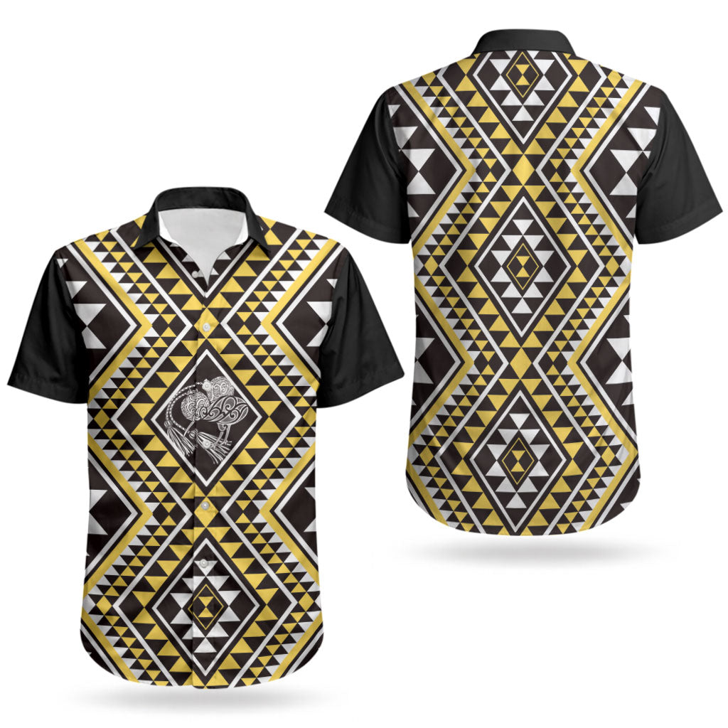 New Zealand Kowhai Taniko Motifs Couples Matching Mermaid Dress and Hawaiian Shirt Maori Poi Dance Costume Inspired