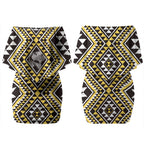 New Zealand Kowhai Taniko Motifs Couples Matching Off Shoulder Short Dress and Hawaiian Shirt Maori Poi Dance Costume Inspired