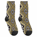 New Zealand Kowhai Taniko Motifs Crew Socks Maori Poi Dance Costume Inspired