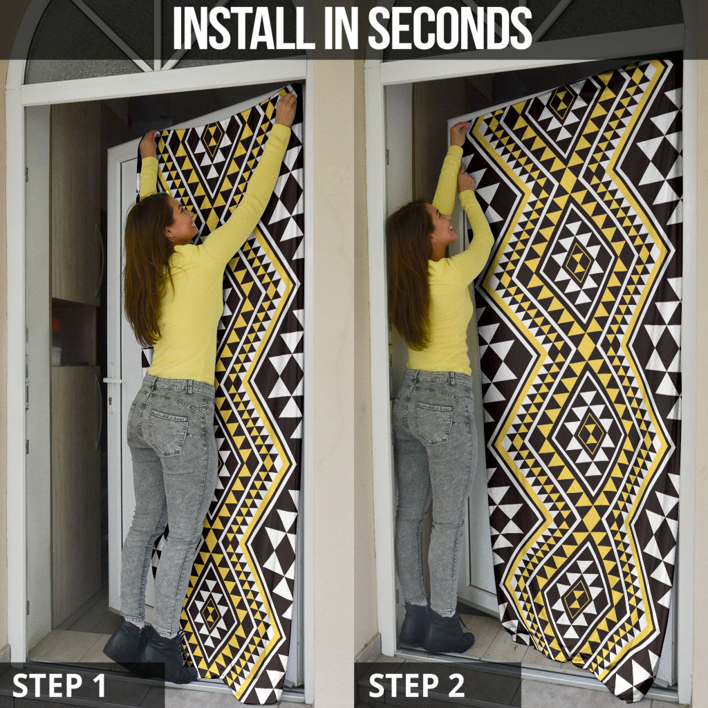 New Zealand Kowhai Taniko Motifs Door Cover Maori Poi Dance Costume Inspired