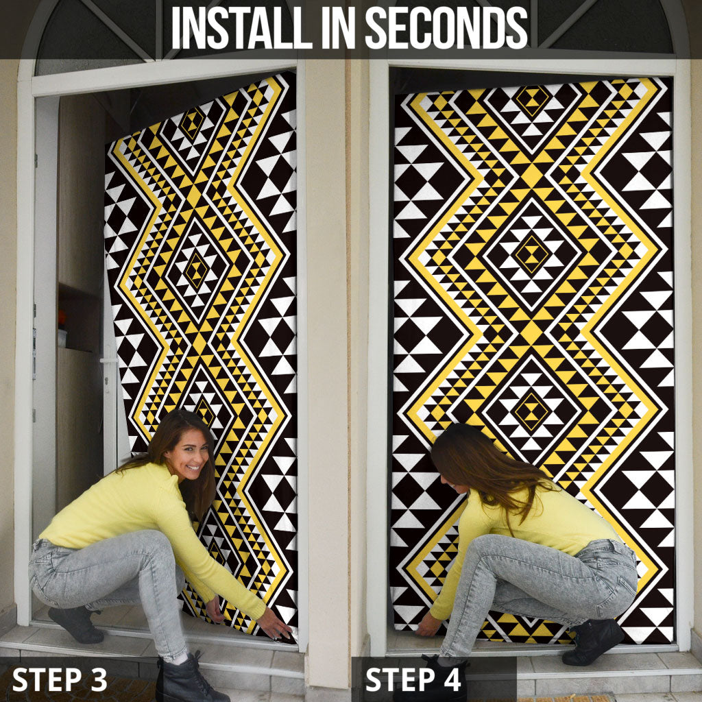 New Zealand Kowhai Taniko Motifs Door Cover Maori Poi Dance Costume Inspired
