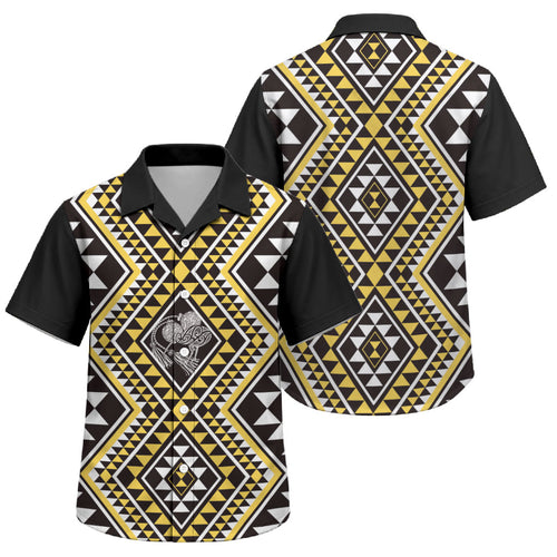 New Zealand Kowhai Taniko Motifs Family Matching Mermaid Dress and Hawaiian Shirt Maori Poi Dance Costume Inspired