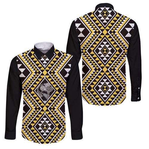 New Zealand Kowhai Taniko Motifs Family Matching Puletasi and Hawaiian Shirt Maori Poi Dance Costume Inspired