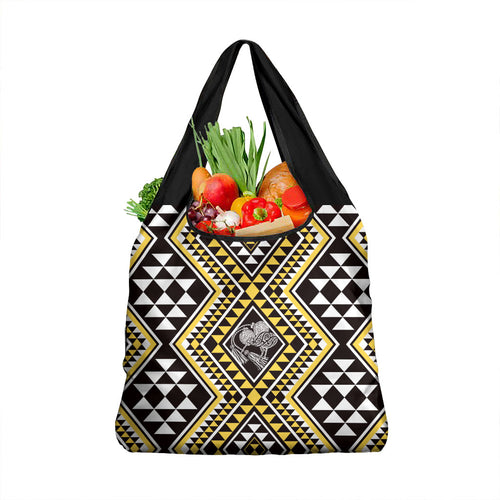 New Zealand Kowhai Taniko Motifs Grocery Bag Maori Poi Dance Costume Inspired