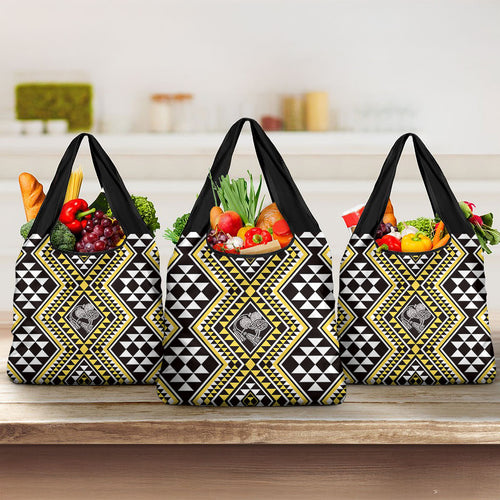 New Zealand Kowhai Taniko Motifs Grocery Bag Maori Poi Dance Costume Inspired