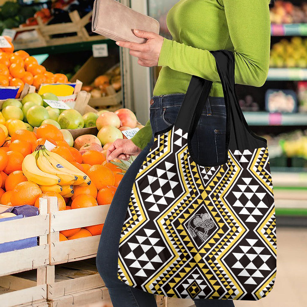 New Zealand Kowhai Taniko Motifs Grocery Bag Maori Poi Dance Costume Inspired