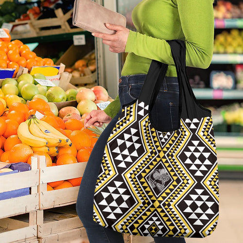 New Zealand Kowhai Taniko Motifs Grocery Bag Maori Poi Dance Costume Inspired