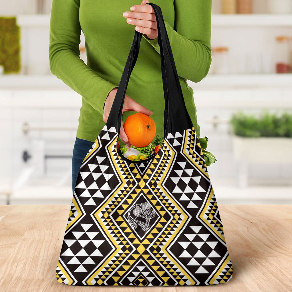 New Zealand Kowhai Taniko Motifs Grocery Bag Maori Poi Dance Costume Inspired