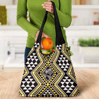 New Zealand Kowhai Taniko Motifs Grocery Bag Maori Poi Dance Costume Inspired