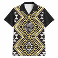 New Zealand Kowhai Taniko Motifs Hawaiian Shirt Maori Poi Dance Costume Inspired