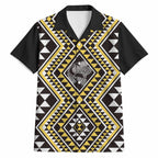 New Zealand Kowhai Taniko Motifs Hawaiian Shirt Maori Poi Dance Costume Inspired