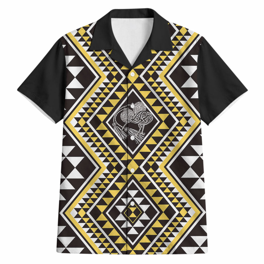 New Zealand Kowhai Taniko Motifs Hawaiian Shirt Maori Poi Dance Costume Inspired