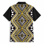 New Zealand Kowhai Taniko Motifs Hawaiian Shirt Maori Poi Dance Costume Inspired