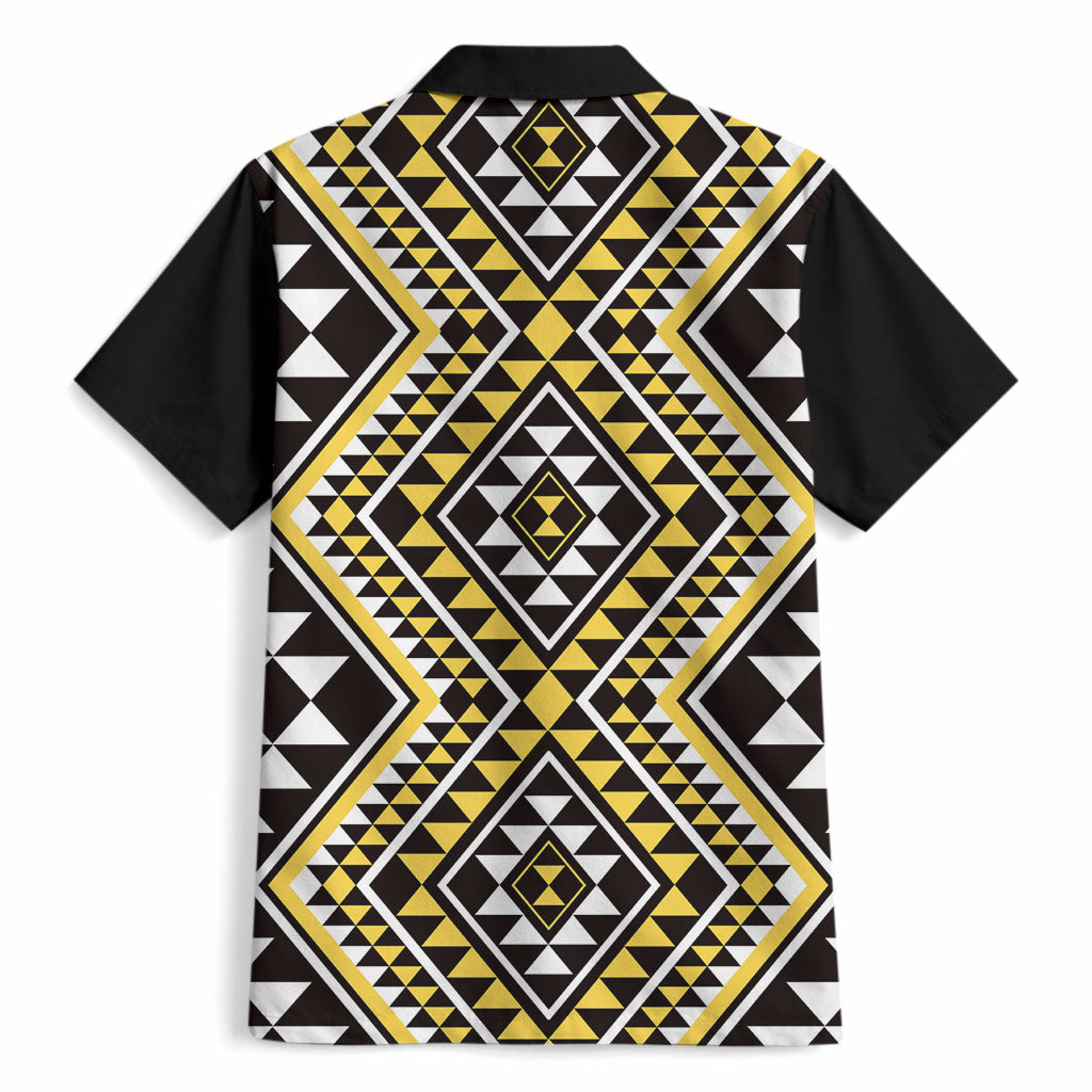 New Zealand Kowhai Taniko Motifs Hawaiian Shirt Maori Poi Dance Costume Inspired