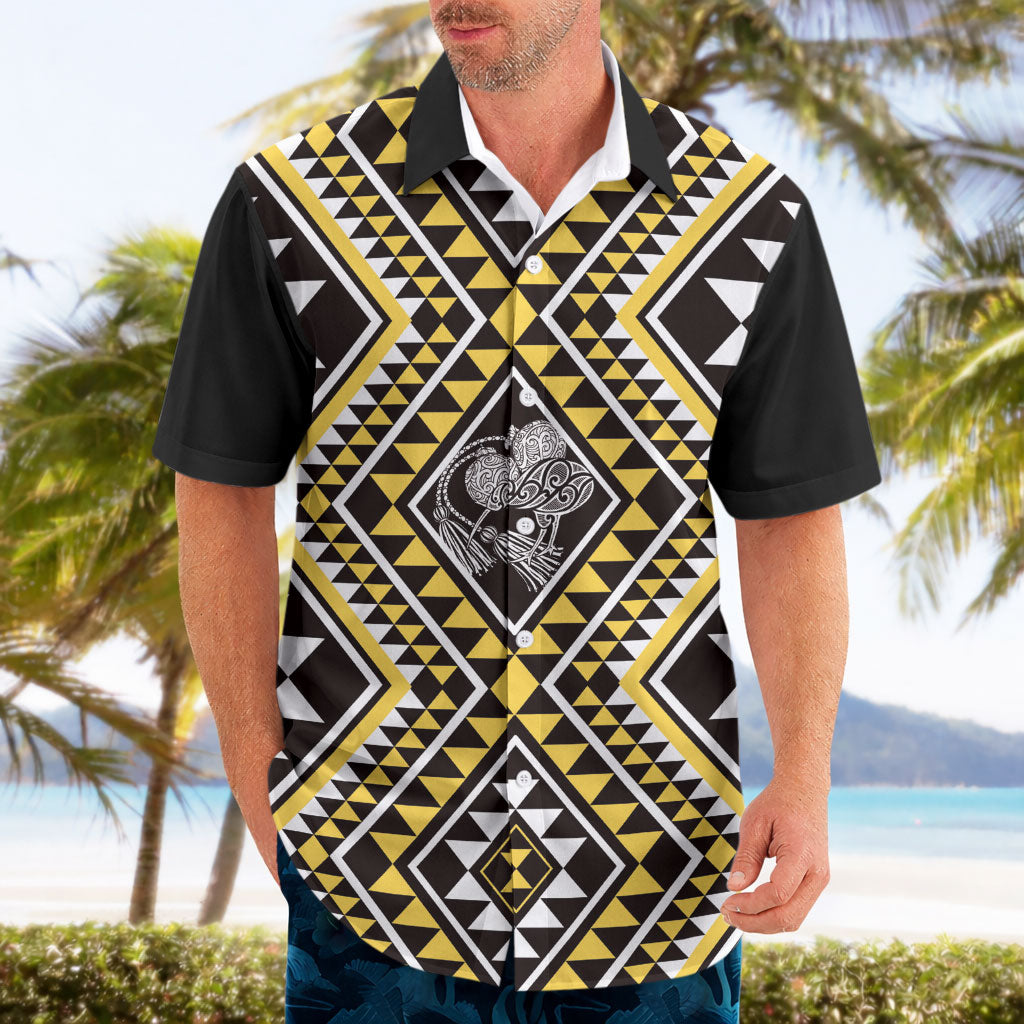 New Zealand Kowhai Taniko Motifs Hawaiian Shirt Maori Poi Dance Costume Inspired