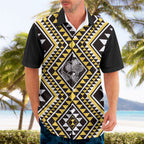 New Zealand Kowhai Taniko Motifs Hawaiian Shirt Maori Poi Dance Costume Inspired
