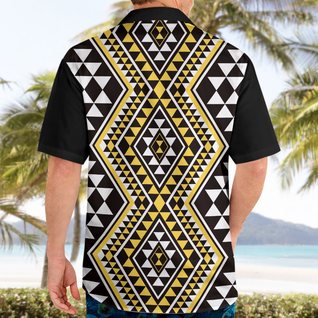 New Zealand Kowhai Taniko Motifs Hawaiian Shirt Maori Poi Dance Costume Inspired