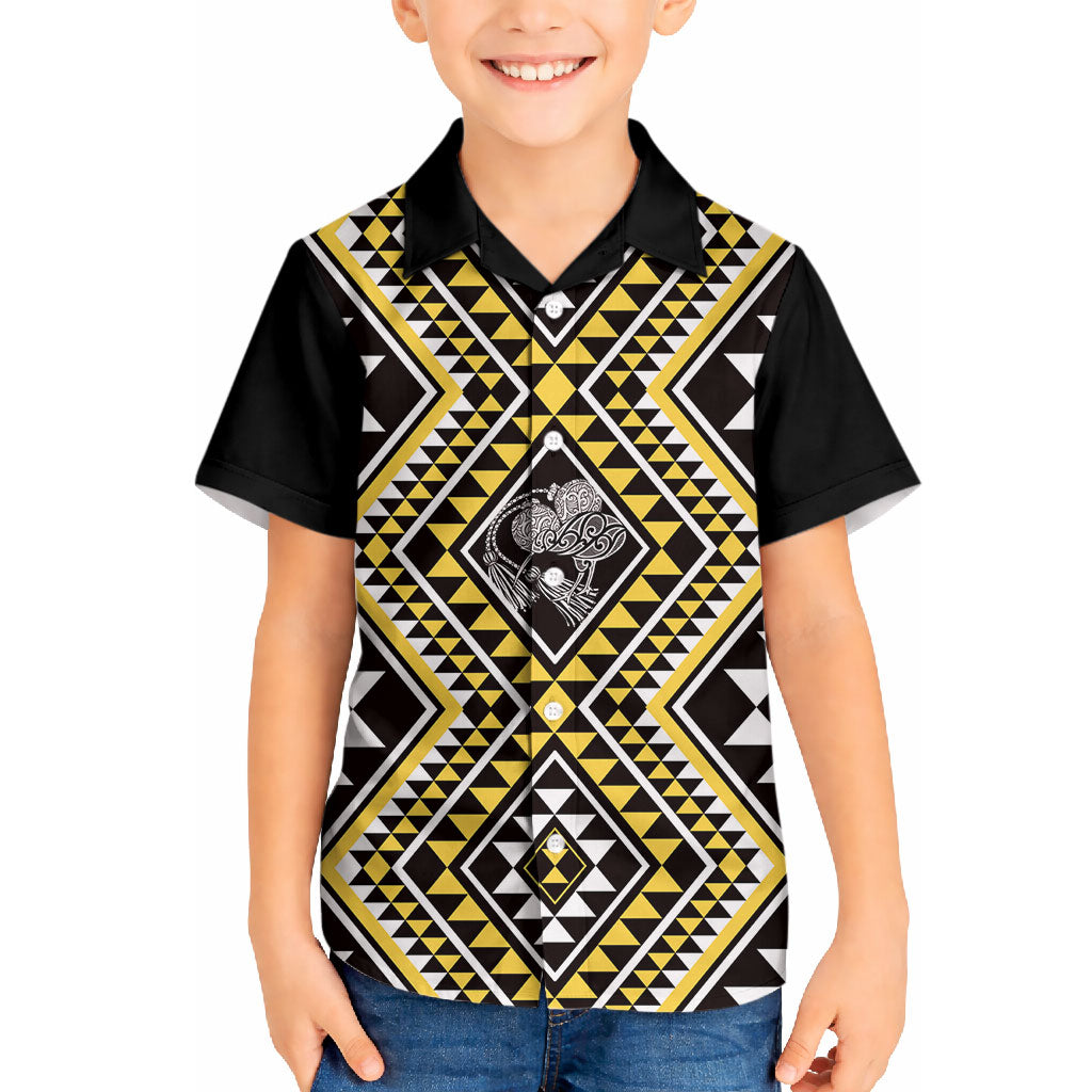 New Zealand Kowhai Taniko Motifs Hawaiian Shirt Maori Poi Dance Costume Inspired