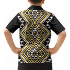New Zealand Kowhai Taniko Motifs Hawaiian Shirt Maori Poi Dance Costume Inspired