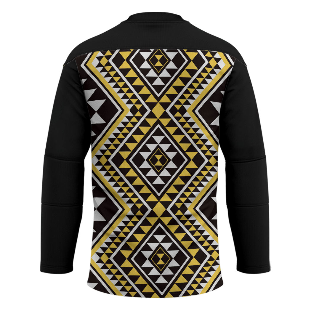 New Zealand Kowhai Taniko Motifs Hockey Jersey Maori Poi Dance Costume Inspired
