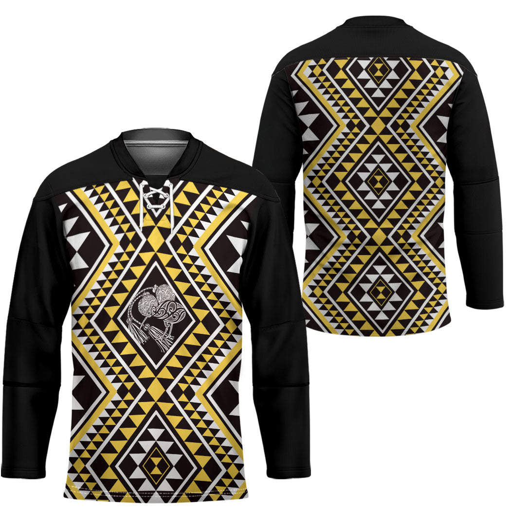 New Zealand Kowhai Taniko Motifs Hockey Jersey Maori Poi Dance Costume Inspired