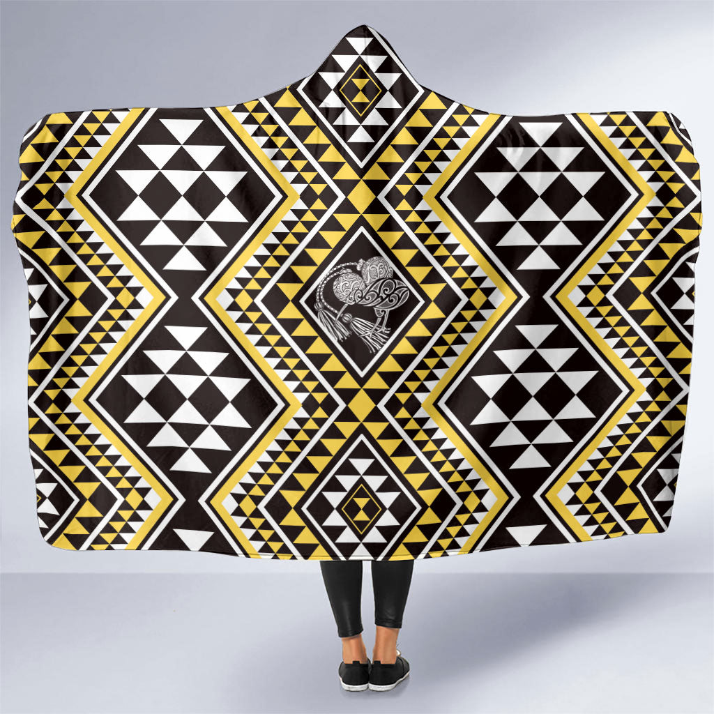 New Zealand Kowhai Taniko Motifs Hooded Blanket Maori Poi Dance Costume Inspired
