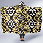 New Zealand Kowhai Taniko Motifs Hooded Blanket Maori Poi Dance Costume Inspired
