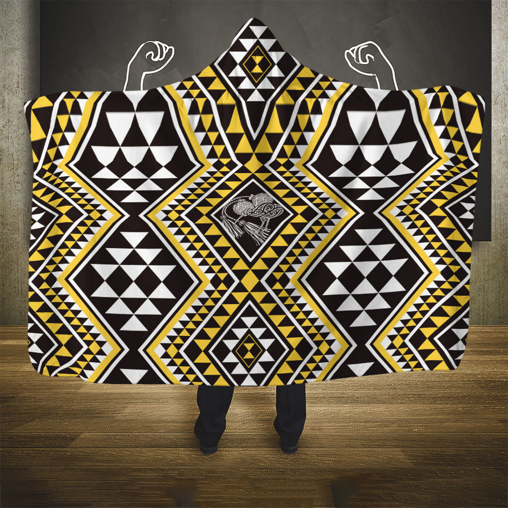 New Zealand Kowhai Taniko Motifs Hooded Blanket Maori Poi Dance Costume Inspired