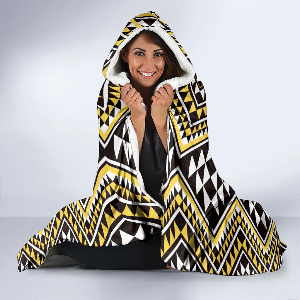 New Zealand Kowhai Taniko Motifs Hooded Blanket Maori Poi Dance Costume Inspired
