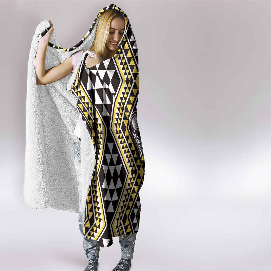 New Zealand Kowhai Taniko Motifs Hooded Blanket Maori Poi Dance Costume Inspired