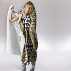 New Zealand Kowhai Taniko Motifs Hooded Blanket Maori Poi Dance Costume Inspired