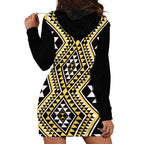 New Zealand Kowhai Taniko Motifs Hoodie Dress Maori Poi Dance Costume Inspired