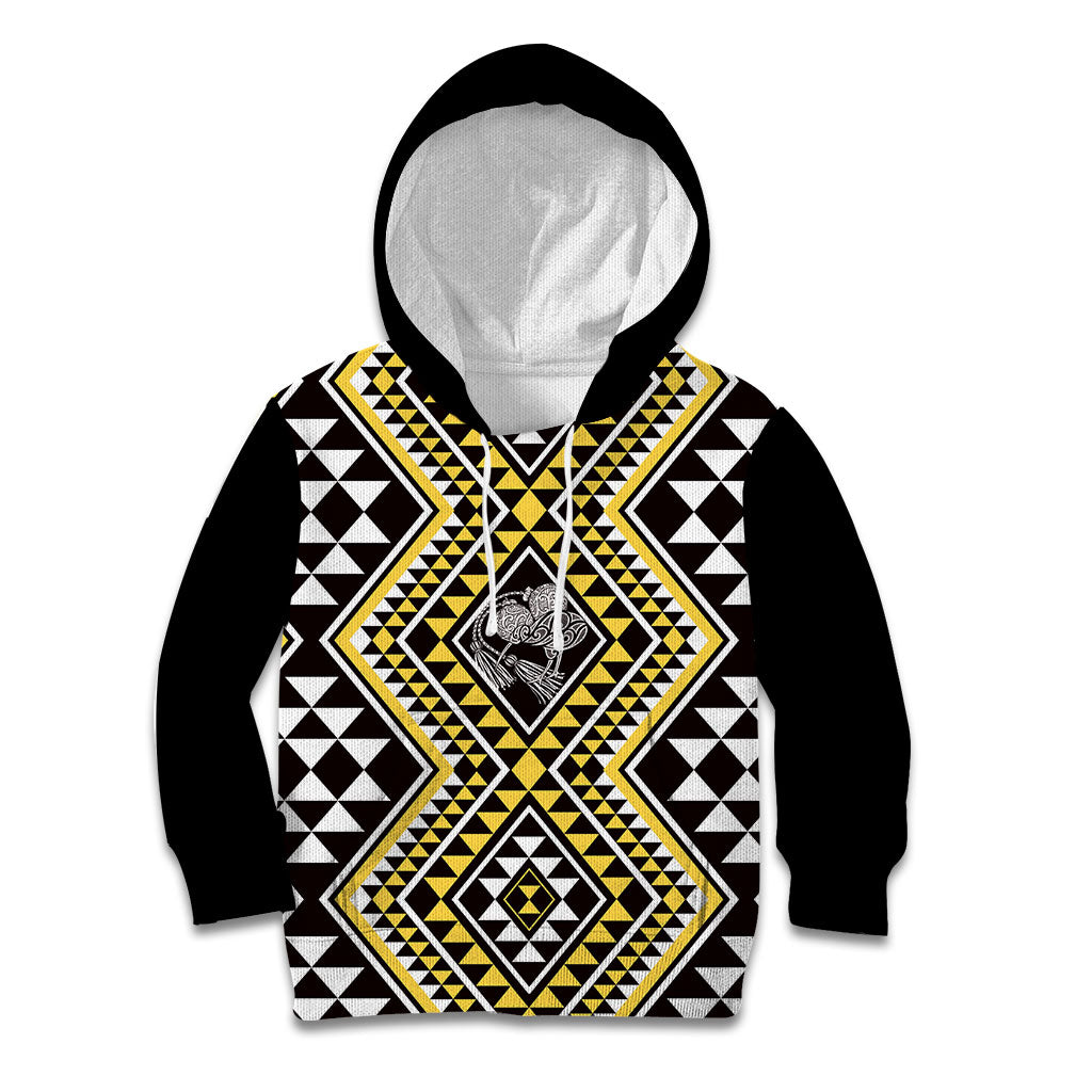 New Zealand Kowhai Taniko Motifs Kid Hoodie Maori Poi Dance Costume Inspired