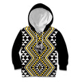 New Zealand Kowhai Taniko Motifs Kid Hoodie Maori Poi Dance Costume Inspired