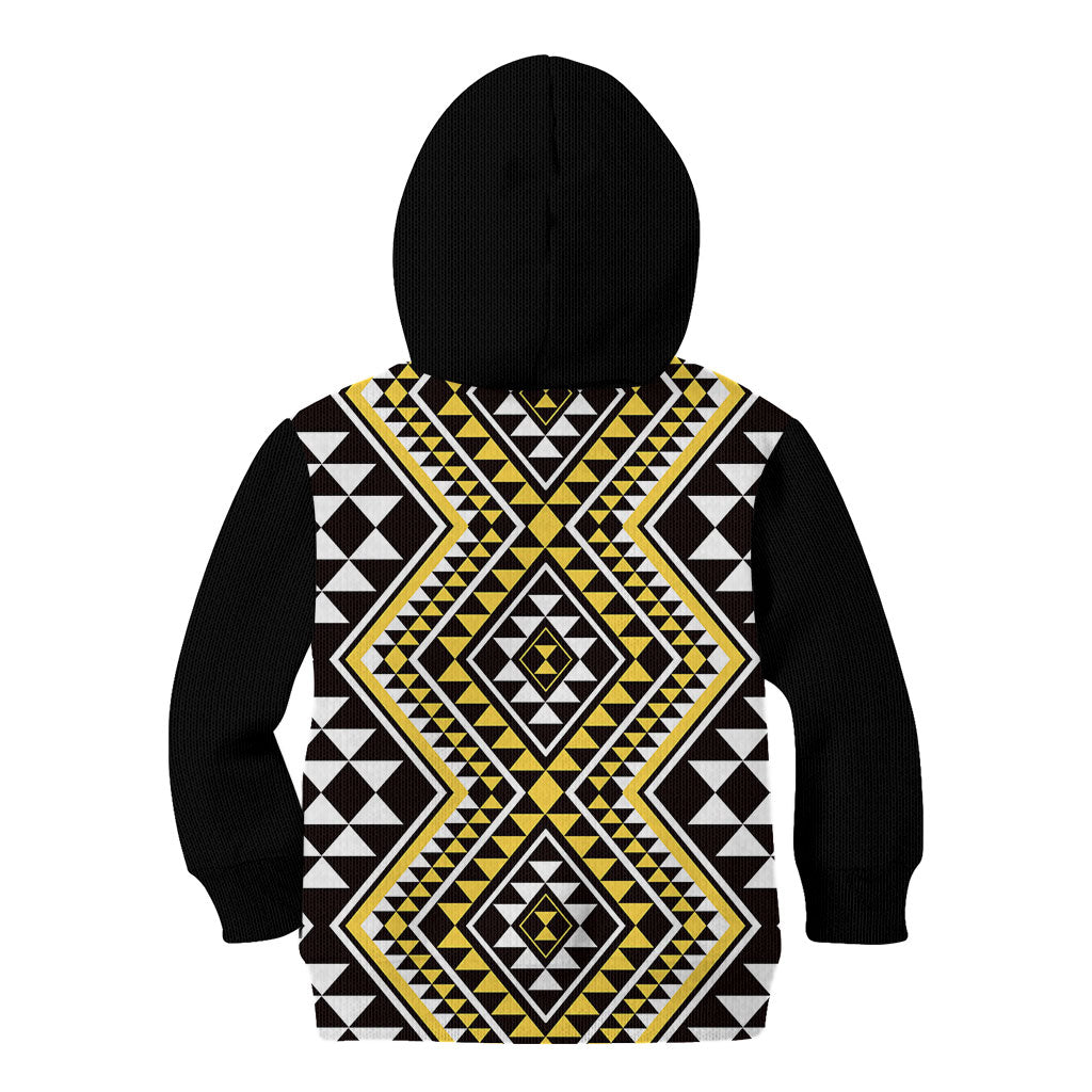 New Zealand Kowhai Taniko Motifs Kid Hoodie Maori Poi Dance Costume Inspired