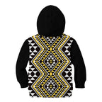 New Zealand Kowhai Taniko Motifs Kid Hoodie Maori Poi Dance Costume Inspired