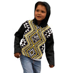 New Zealand Kowhai Taniko Motifs Kid Hoodie Maori Poi Dance Costume Inspired