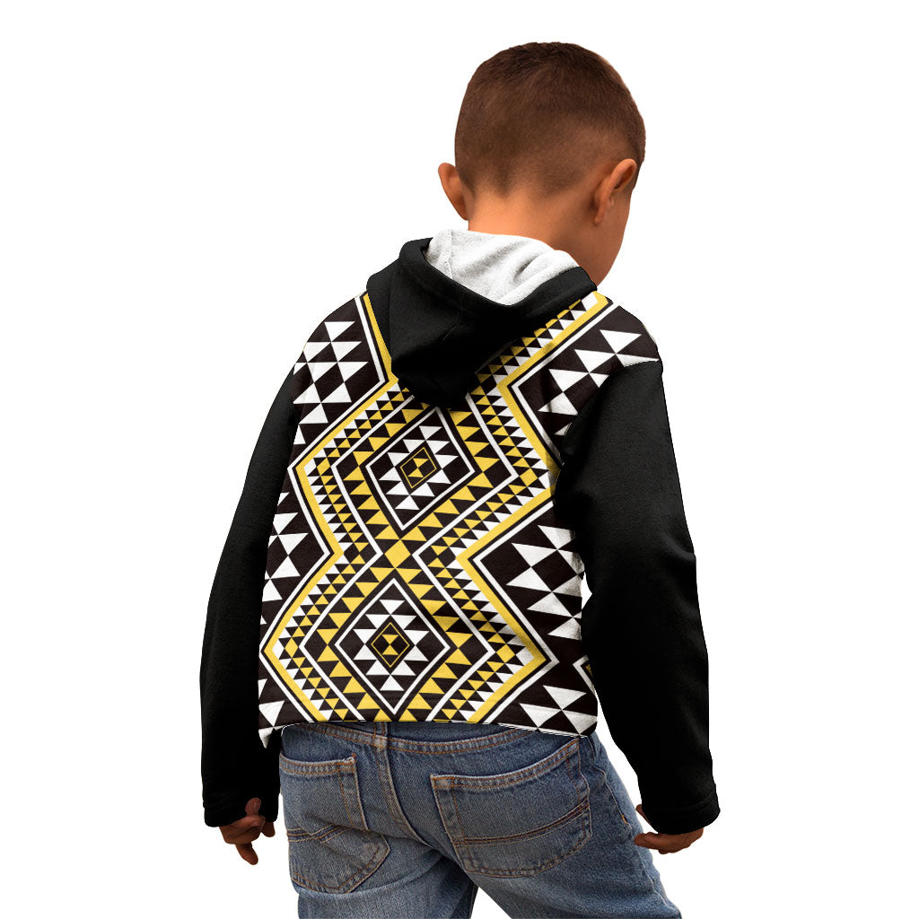 New Zealand Kowhai Taniko Motifs Kid Hoodie Maori Poi Dance Costume Inspired