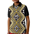 New Zealand Kowhai Taniko Motifs Kid Polo Shirt Maori Poi Dance Costume Inspired