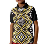 New Zealand Kowhai Taniko Motifs Kid Polo Shirt Maori Poi Dance Costume Inspired