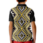 New Zealand Kowhai Taniko Motifs Kid Polo Shirt Maori Poi Dance Costume Inspired