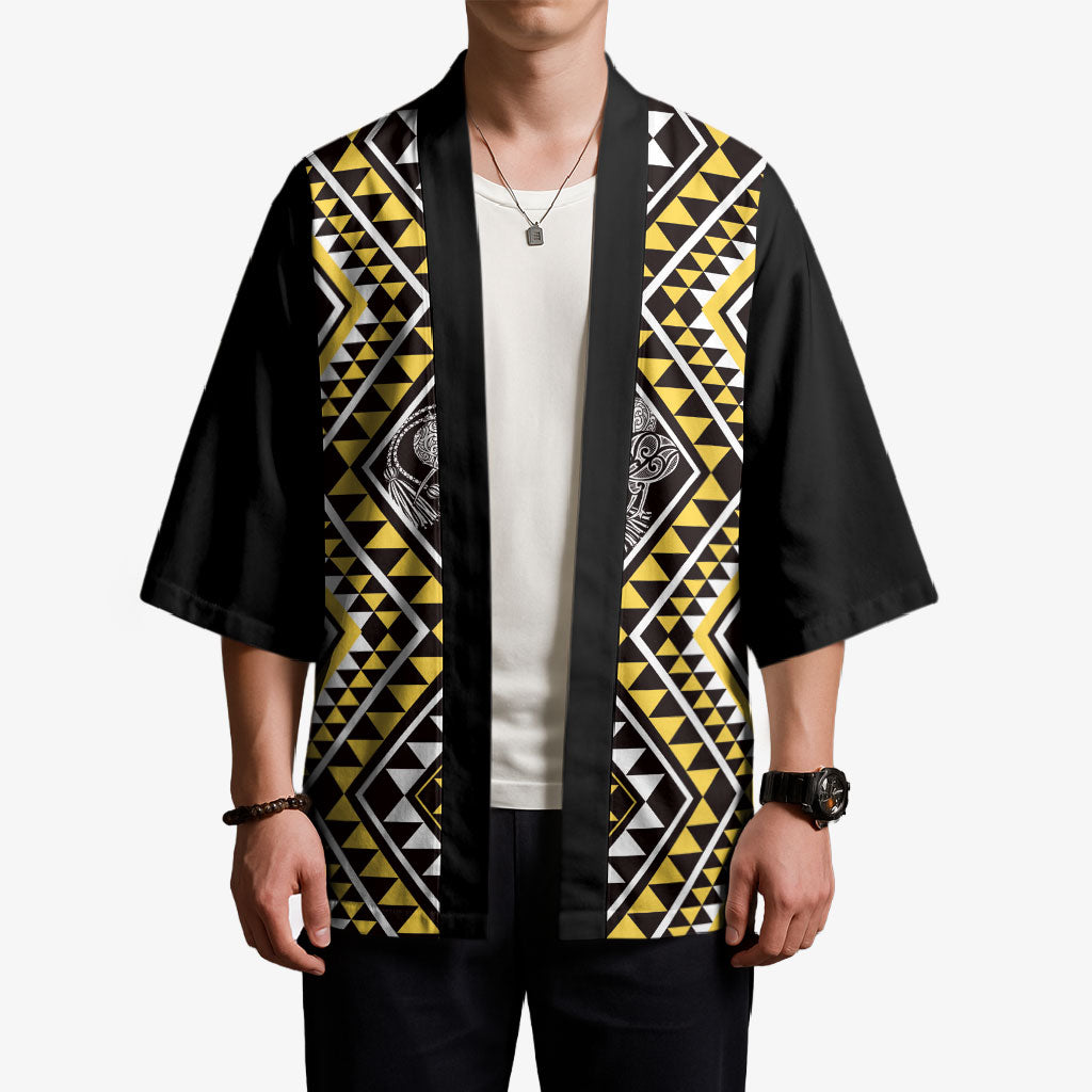 New Zealand Kowhai Taniko Motifs Kimono Maori Poi Dance Costume Inspired