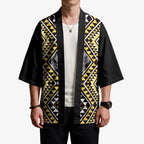 New Zealand Kowhai Taniko Motifs Kimono Maori Poi Dance Costume Inspired