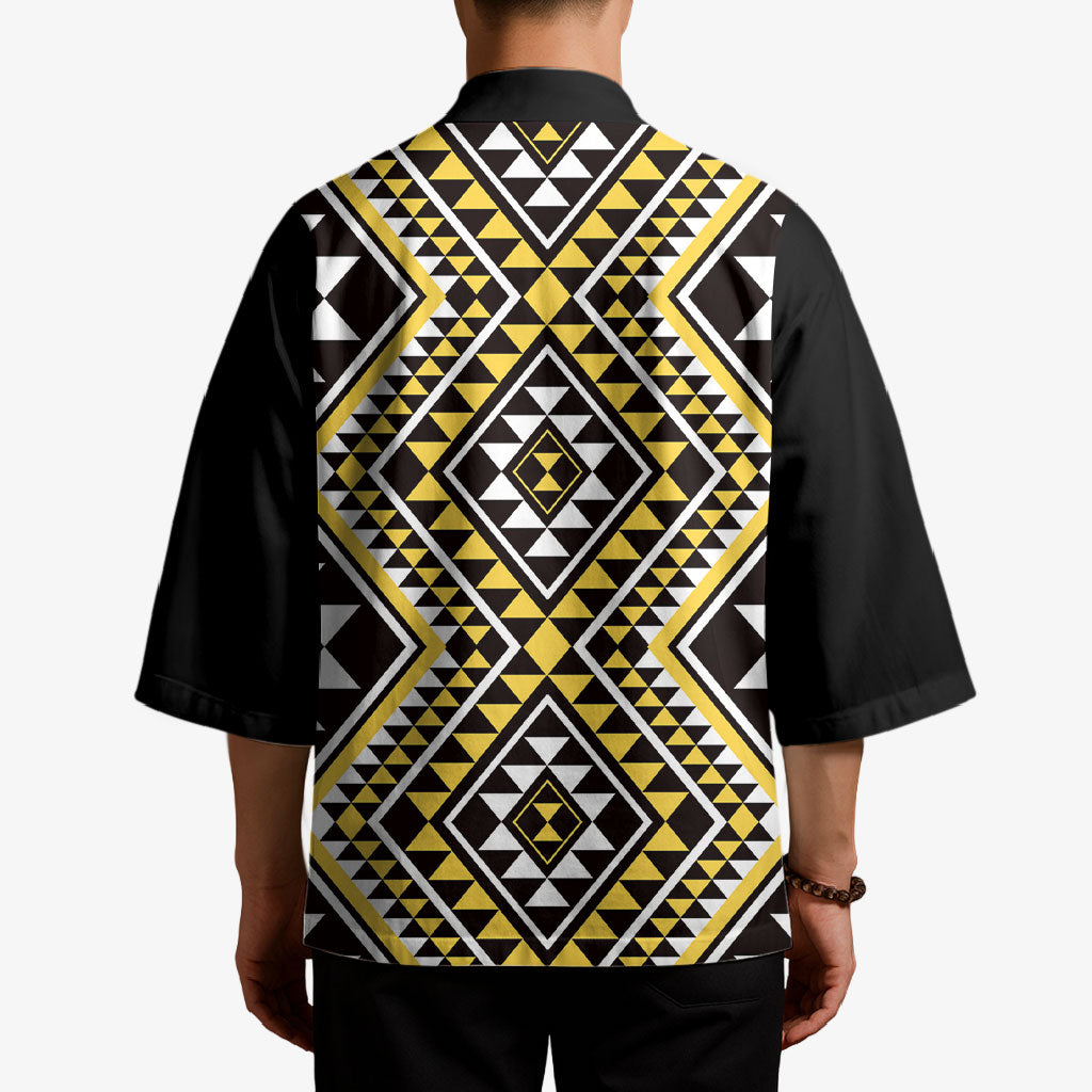 New Zealand Kowhai Taniko Motifs Kimono Maori Poi Dance Costume Inspired