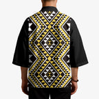 New Zealand Kowhai Taniko Motifs Kimono Maori Poi Dance Costume Inspired