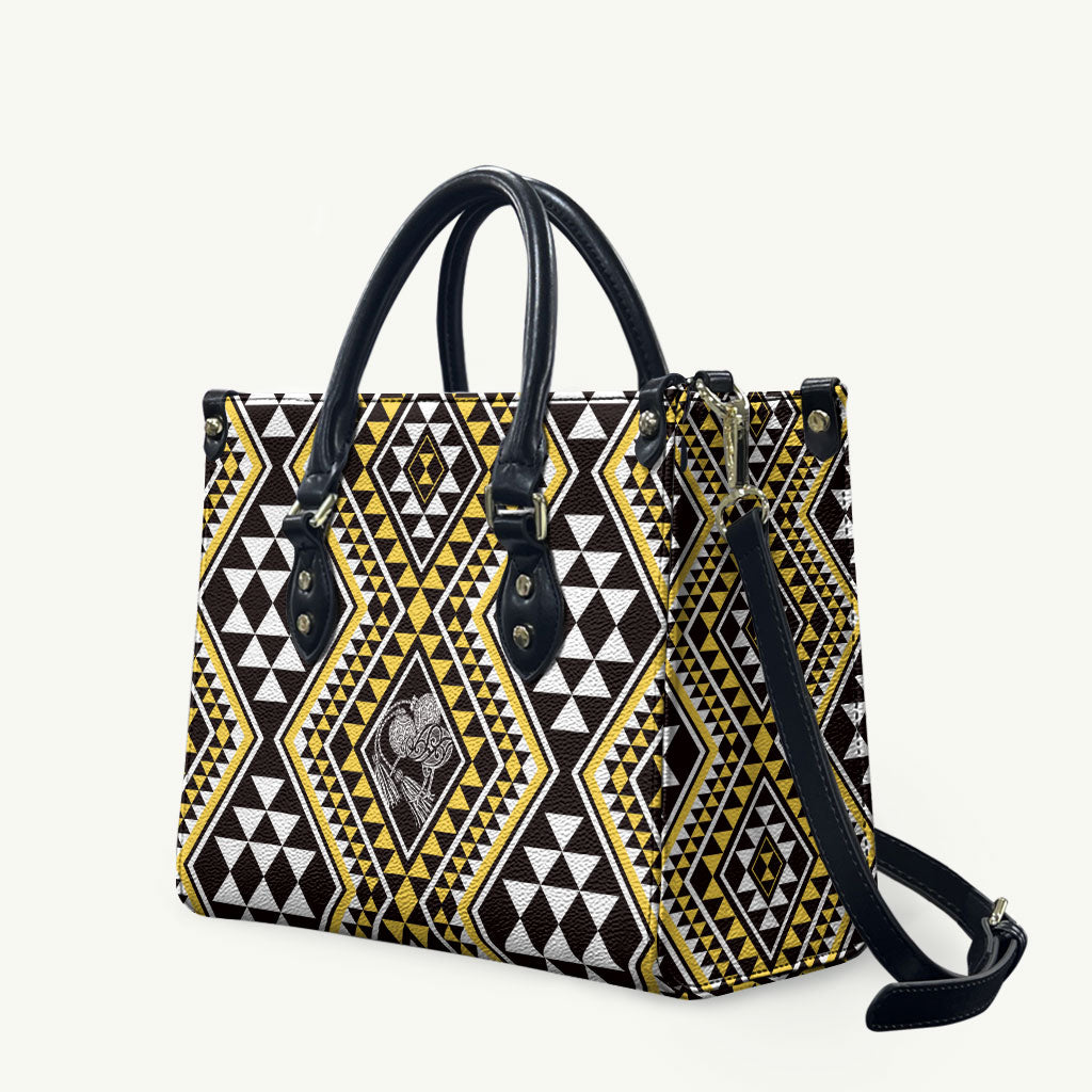 New Zealand Kowhai Taniko Motifs Leather Bag Maori Poi Dance Costume Inspired