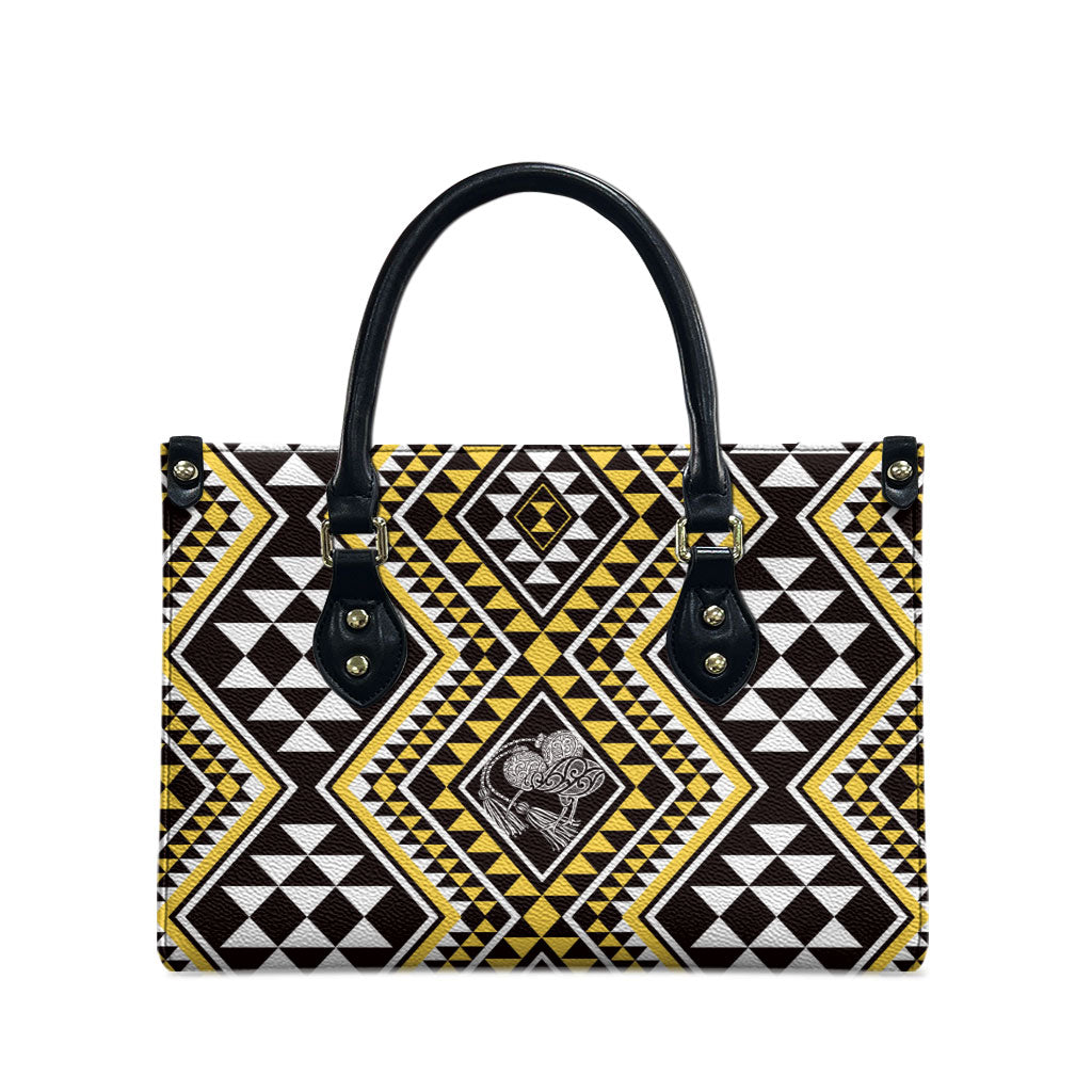 New Zealand Kowhai Taniko Motifs Leather Bag Maori Poi Dance Costume Inspired
