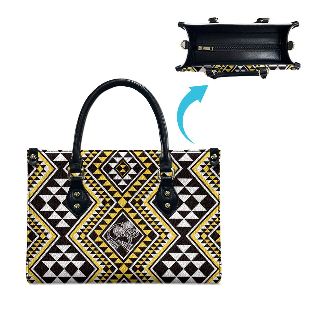 New Zealand Kowhai Taniko Motifs Leather Bag Maori Poi Dance Costume Inspired