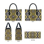 New Zealand Kowhai Taniko Motifs Leather Bag Maori Poi Dance Costume Inspired