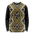 New Zealand Kowhai Taniko Motifs Long Sleeve Shirt Maori Poi Dance Costume Inspired